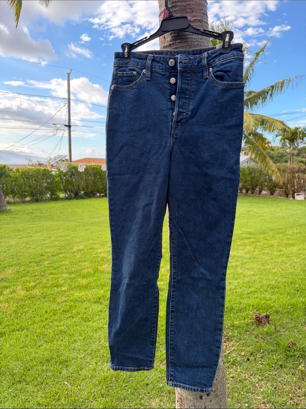 H&M High Rise Mom Jean Dark Blue High-Rise Button-Fly Women’s Jeans